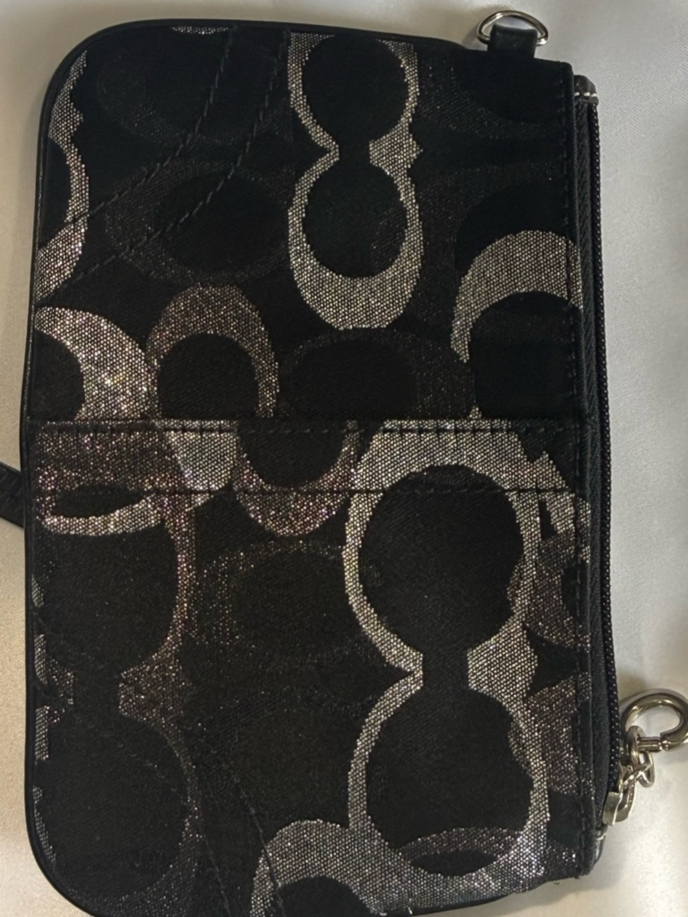 Coach Black & Silver Signature Wristlet - Picture 4 of 6